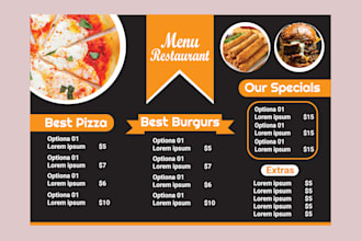 design restaurant menu, food menu, café, bar, digital menu