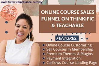 setup online course sales funnel on thinkific, teachable, and others