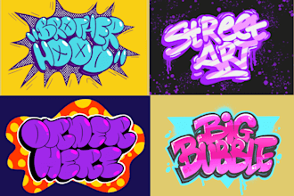 make graffiti logo, bubble lettering or throw up for your brand