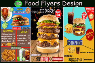 design attractive restaurant menu,food flyer,postcard,poster