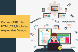 convert PSD,PDF,ai ,image to HTML CSS and bootstrap responsive design