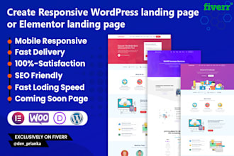 create wordpress landing page or elementor landing page