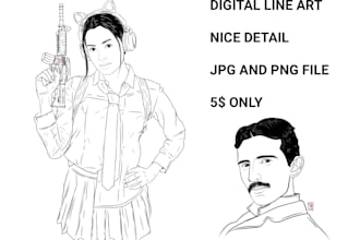 draw your face with digital line art style
