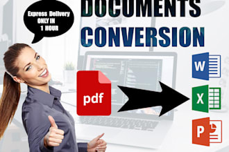do data entry, convert pdf to word, ms, excel data entry