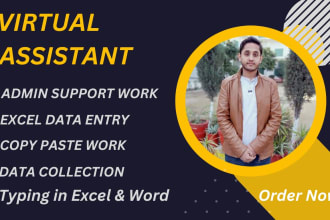 do data entry va and pa, admin support work, copy paste and virtual assistant