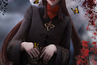draw your character in semirealistic style, anime manga fanart,oc, fantasy, nsfw