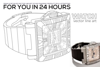 draw a detailed vector line art of any diagram, product, or illustrations