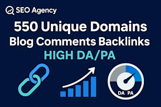 do 550 unique domains dofollow blog comments SEO backlinks on da 30
