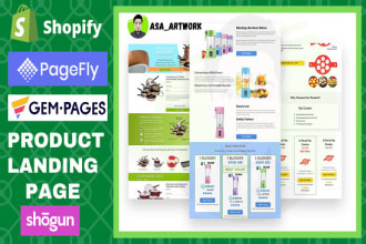 design shopify store or product landing page with pagefly shogun gempage builder