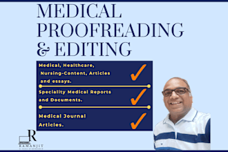 proofread and edit medical, health, and nursing content