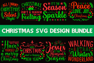 provide ugly christmas sweater and svg tshirt design bundle