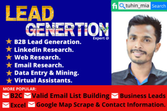 do b2b linkedin lead generation, web research and find email address