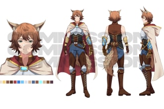 draw anime character sheet for you