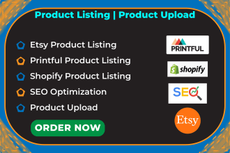 do etsy, printful and printify product listing