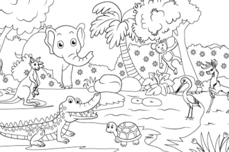 draw amazing coloring book pages illustration for children