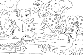 draw mazing coloring book page illustration for kids