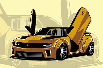 design your car into vector cartoon art for your tshirt