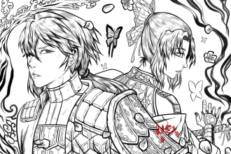 draw fantasy adult coloring page illustration