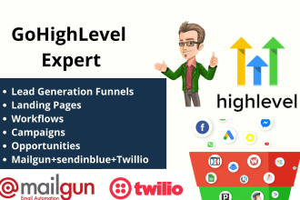 create gohighlevel sales funnels,ghl websites and setup go high level automation