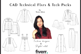 design flat industrial tech packs and cad sketches