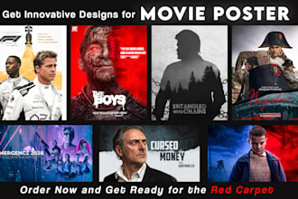design cinematic movie poster, album or podcast cover