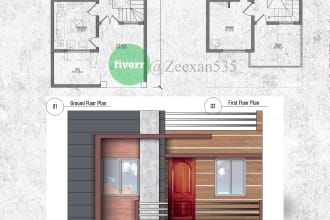 render architectural site plan, elevation in photoshop