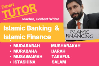 be your tutor of islamic finance and  islamic banking