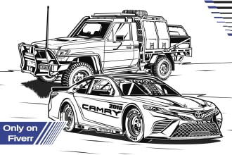 draw black and white or line art vector from your car