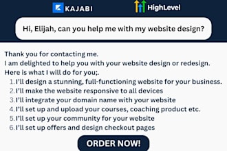 design your kajabi website, coaching website, and email sequence