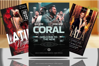 design party, club, hip hop, dance and music concert flyer