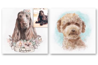 do watercolor custom pet portrait