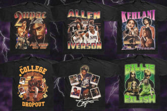 design a crazy 90s vintage bootleg rap tee shirt old school
