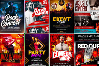 design concert, dj, hip hop, nightclub party, flyer and poster