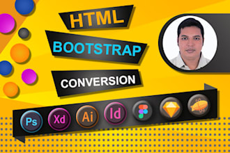 convert PSD to HTML, xd to HTML, figma to HTML responsive website