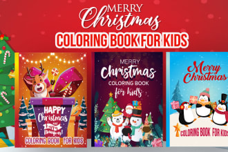 design christmas coloring book cover for kdp or personal use