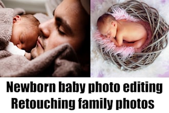 edit newborn baby, maternity photo retouching, family photos