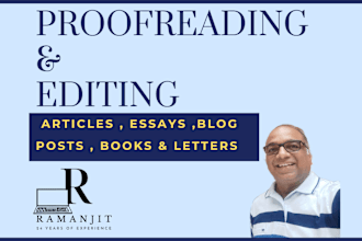 do precise content proofreading and editing of articles, blogs, other documents