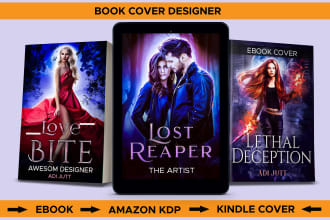 design book cover, ebook cover, amazon KDP cover with 3d mockup