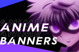 design an amazing anime banner for youtube, twitch and twitter