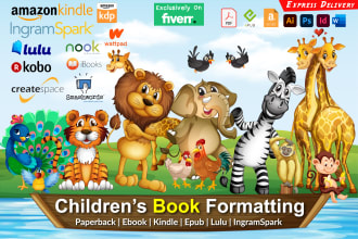 format children book for amazon kindle, lulu, ingramspark, paperback