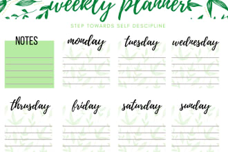 design digital custom editable daily weekly monthly planner