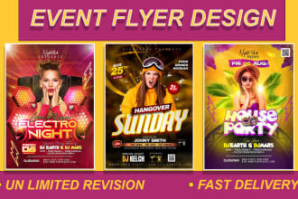 design club flyer, party flyer design and event flyer design