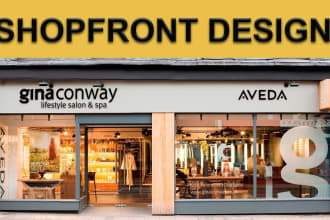 create eye catching signage design, shop front, window graphic and signboard des