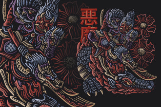 design japanese illustration in my style