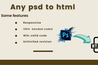 turn PSD to HTML and CSS modern responsive website