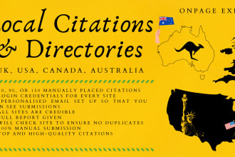 submit local SEO citations and directories for your business, UK, USA, au, ca