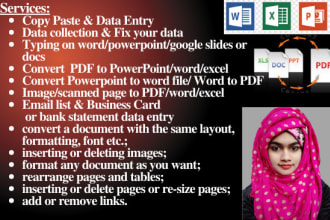 do typing copy paste data entry or convert data file to excel powerpoint word