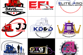 design professional truck freight dispatching logistics logo