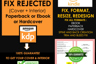 format, resize, modify, edit, fix rejected book covers and interior for KDP