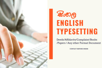 do english sinhala typesetting data entry works pdf word